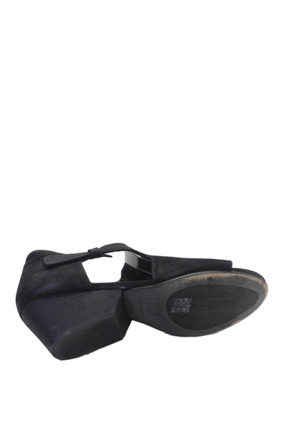 Eileen Fisher Womens Open Toe Slip On Block Heel Shoes Black Size 5.5