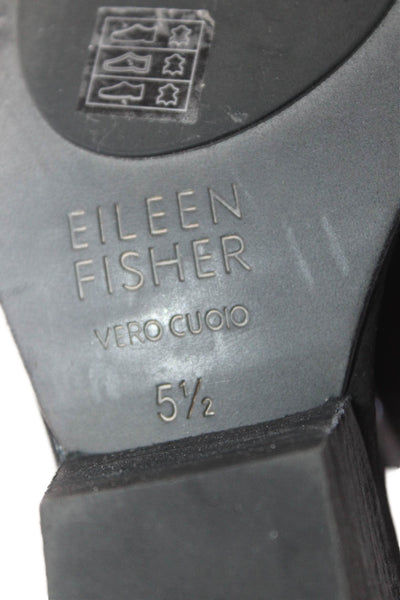 Eileen Fisher Womens Open Toe Slip On Block Heel Shoes Black Size 5.5