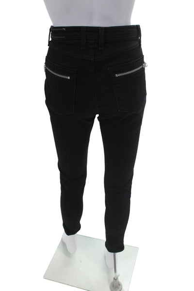 Rag & Bone Womens Textured Skinny Leg Tie Front Jeans Black Size EUR 29