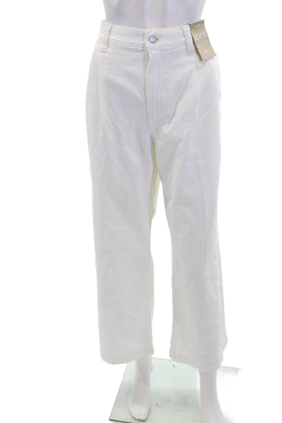 Madewell Womens Pleated Front The Harlow Wide Leg Jeans White Size 29 Petite