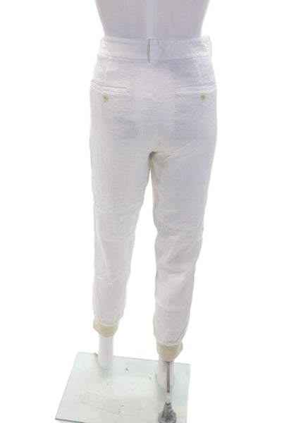 Vince Women's Button Closure Pocket Tapered Leg Jogger Pants Cream Size 8