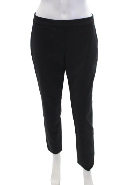 Theory Women's Pull-On Elastic Waist Straight Leg Dress Pants Black Size 4