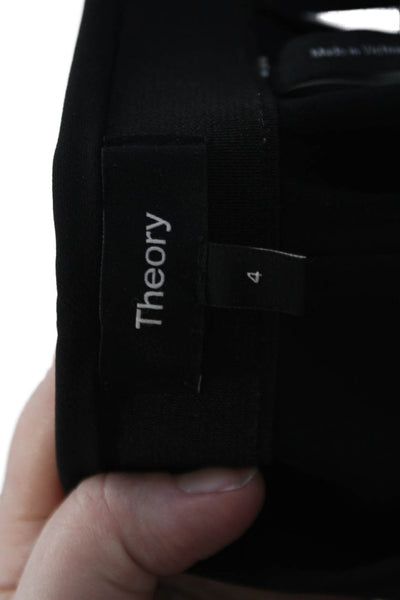 Theory Women's Pull-On Elastic Waist Straight Leg Dress Pants Black Size 4