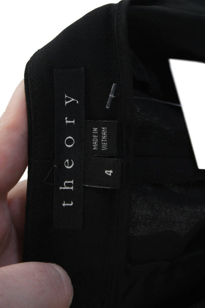 Theory Women's Button Closure Straight Leg Pocket Dress Pants Black Size 4