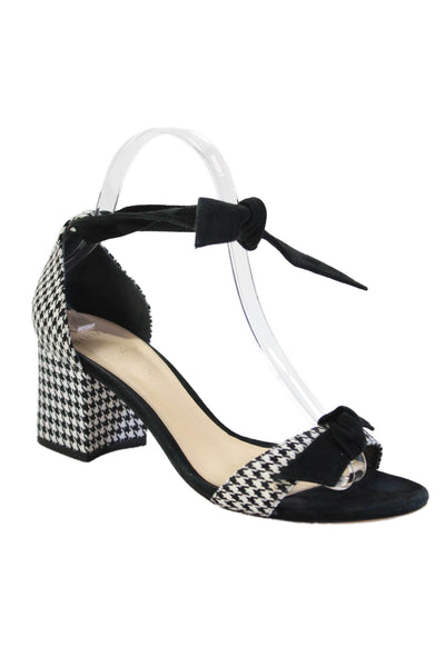 Alexandre Birman Womens Houndstooth Ankle Strap Sandals Black Size 37.5 7.5