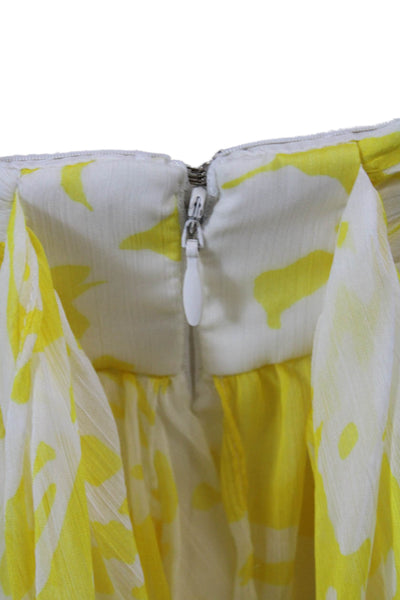 Jill Stuart Womens Back Zip Strapless Floral Sheer Shift Dress White Yellow 2