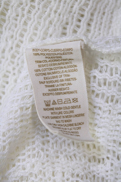 Free People Womens Sleeveless V Neck Open Knit Hooded Top White Size Small