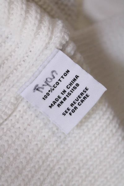 525 Womens Crew Neck Crochet Knit Boxy Tank Top White Cotton Size Medium