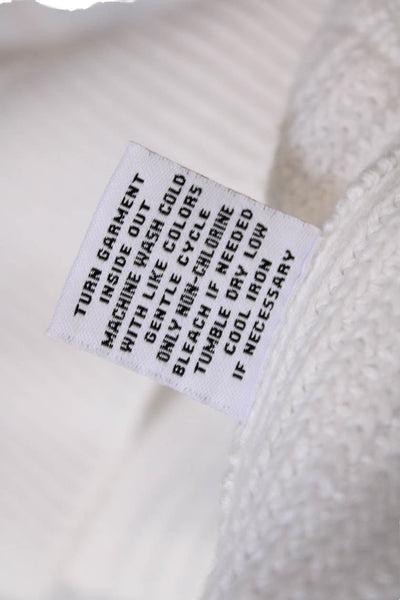 525 Womens Crew Neck Crochet Knit Boxy Tank Top White Cotton Size Medium