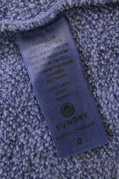 Sundry Womens Long Sleeve Front Zip Hoodie Sweatshirt Purple Cotton Size 0