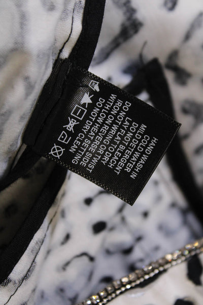 Berek Womens Leopard Printed Crystal Trim Blazer Jacket White Black Size Large