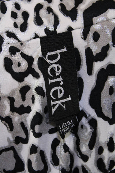 Berek Womens Leopard Printed Crystal Trim Blazer Jacket White Black Size Large