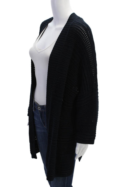 Cotton By Autumn Cashmere Womens Open Knit Cardigan Sweater Navy Size Large