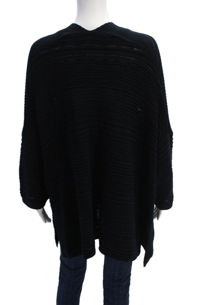 Cotton By Autumn Cashmere Womens Open Knit Cardigan Sweater Navy Size Large