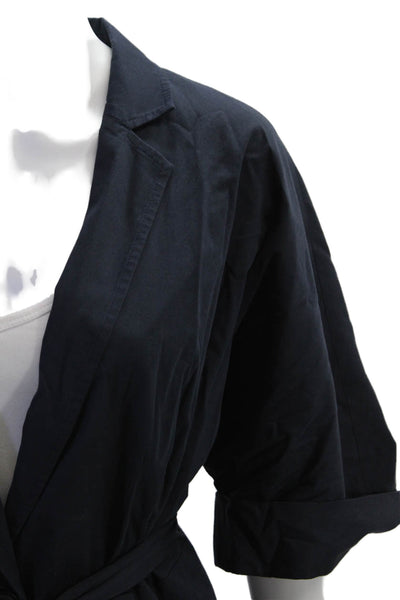 Iris Setlakwe Womens Single Button Short Sleeve Belted Jacket Navy Size 10