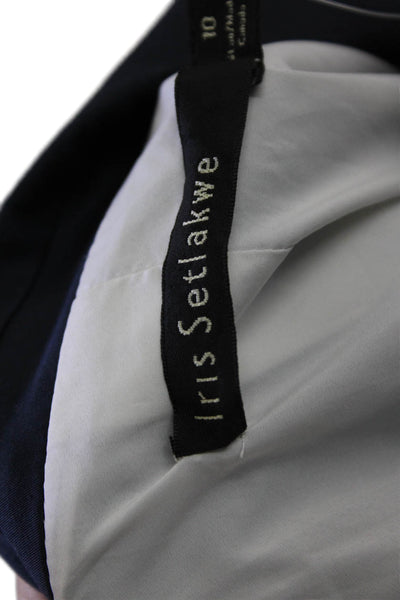 Iris Setlakwe Womens Single Button Short Sleeve Belted Jacket Navy Size 10