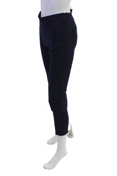 Emporio Armani Womens Side Zip Mid Rise Straight Leg Dress Pants Navy IT 38