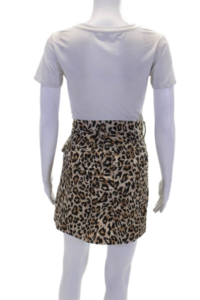 J Crew Women's Button Closure Unlined Pockets Animal Print Mini Skirt Size 6
