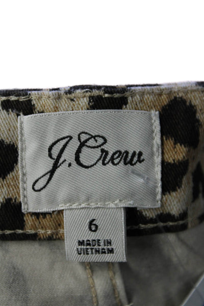 J Crew Women's Button Closure Unlined Pockets Animal Print Mini Skirt Size 6