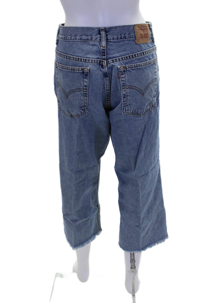 Levis Womens Zip Button Straight Distress Crop Denim Jeans Blue Size EUR 25