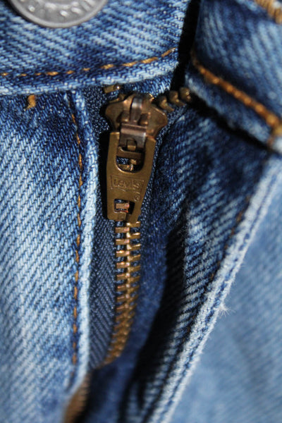 Levis Womens Zip Button Straight Distress Crop Denim Jeans Blue Size EUR 25