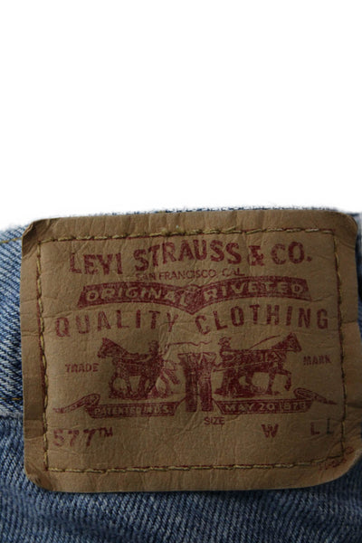 Levis Womens Zip Button Straight Distress Crop Denim Jeans Blue Size EUR 25