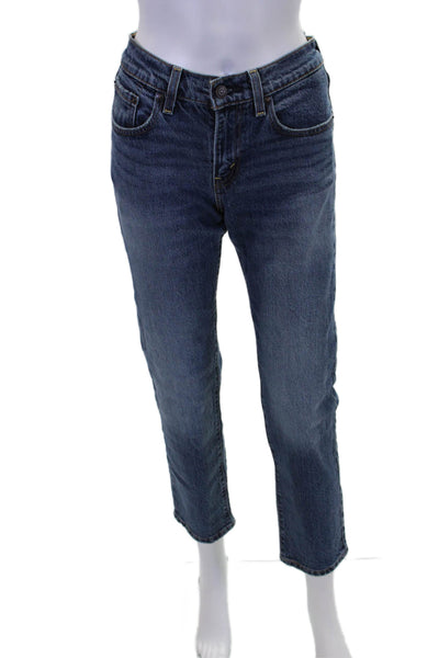 Levis Womens Zip Button Straight Leg Lined Denim Jeans Blue Size EUR 24
