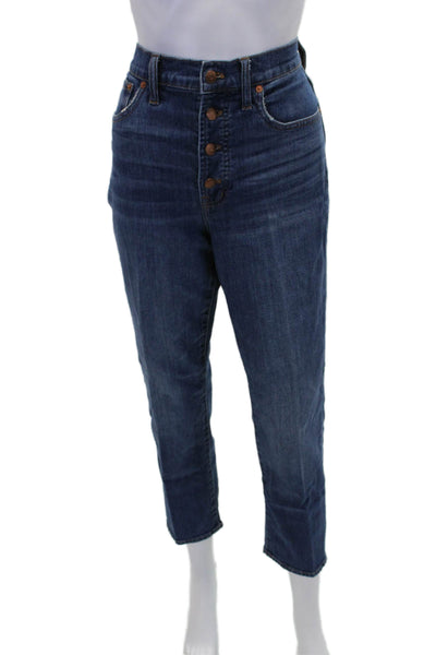 Madewell Womens Cotton Button Straight Leg Mid Wash Denim Jeans Blue Size EUR 27