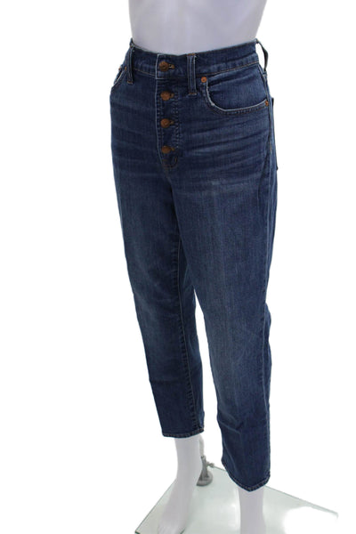 Madewell Womens Cotton Button Straight Leg Mid Wash Denim Jeans Blue Size EUR 27