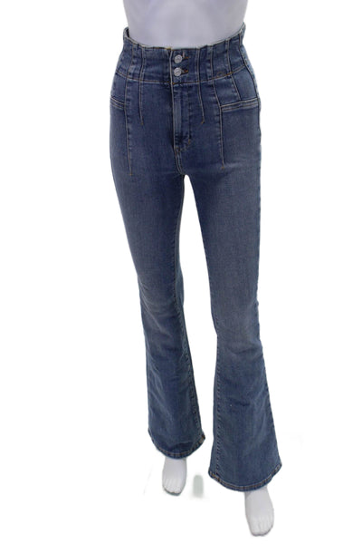 We The Free Womens Cotton Zip Button Wide Leg Lined Denim Jeans Blue Size EUR 26