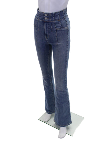 We The Free Womens Cotton Zip Button Wide Leg Lined Denim Jeans Blue Size EUR 26