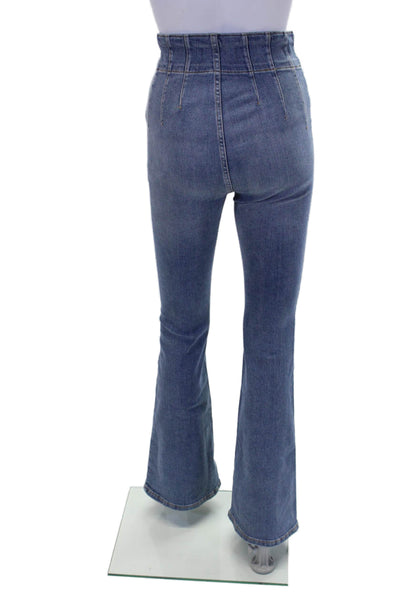 We The Free Womens Cotton Zip Button Wide Leg Lined Denim Jeans Blue Size EUR 26