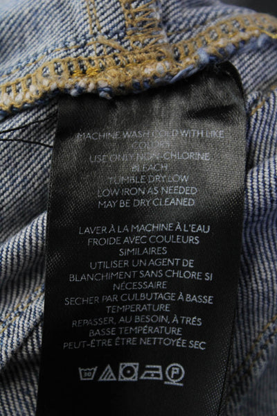 We The Free Womens Cotton Zip Button Wide Leg Lined Denim Jeans Blue Size EUR 26