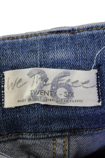We The Free Womens Cotton Zip Button Wide Leg Lined Denim Jeans Blue Size EUR 26