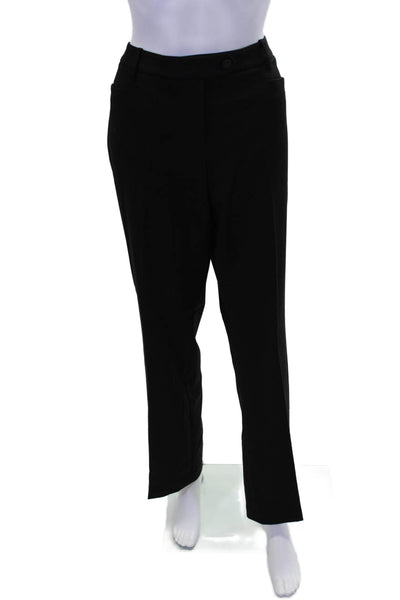 Calvin Klein Womens Zip Button Straight Leg Pleated Lined Dress Pants Black Size