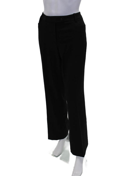 Calvin Klein Womens Zip Button Straight Leg Pleated Lined Dress Pants Black Size
