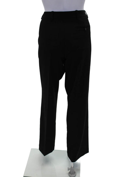 Calvin Klein Womens Zip Button Straight Leg Pleated Lined Dress Pants Black Size
