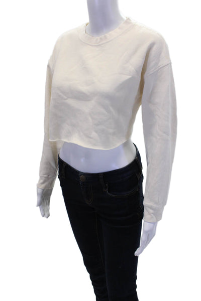 We Wore What Womens Long Sleeves Cropped Sweatshirt White Size Extra Small
