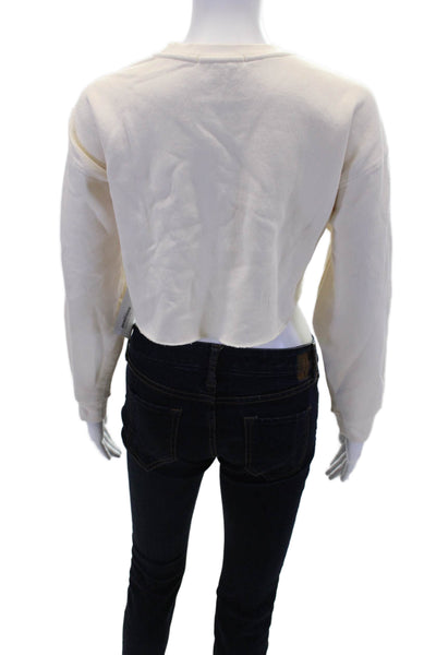 We Wore What Womens Long Sleeves Cropped Sweatshirt White Size Extra Small