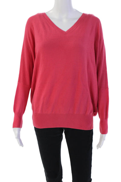 Ba&Sh Womens Cotton Blend Knit V-Neck Pullover Sweater Top Pink Size S