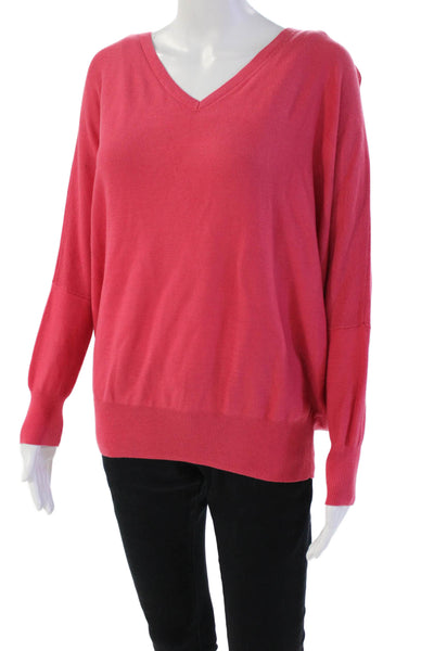 Ba&Sh Womens Cotton Blend Knit V-Neck Pullover Sweater Top Pink Size S