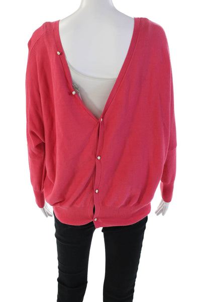 Ba&Sh Womens Cotton Blend Knit V-Neck Pullover Sweater Top Pink Size S