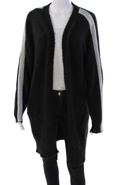 Karssen Zoe Karssen Womens Metallic Stripe Detail Long Cardigan Black Size XS