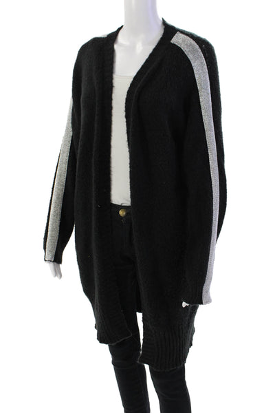 Karssen Zoe Karssen Womens Metallic Stripe Detail Long Cardigan Black Size XS