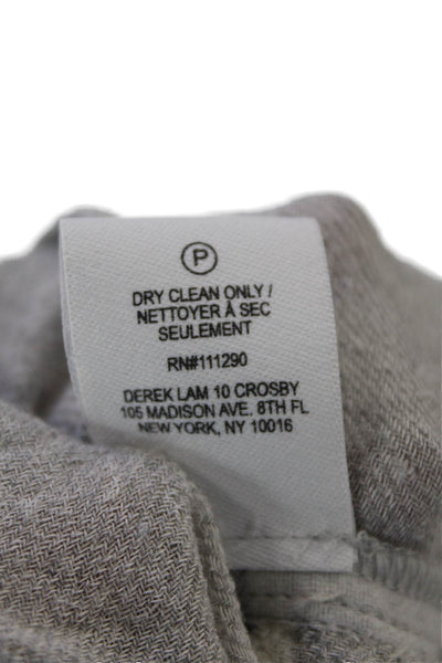 Derek Lam 10 Crosby Womens Striped V-Neck Long Sleeve Shirt Gray Size 2