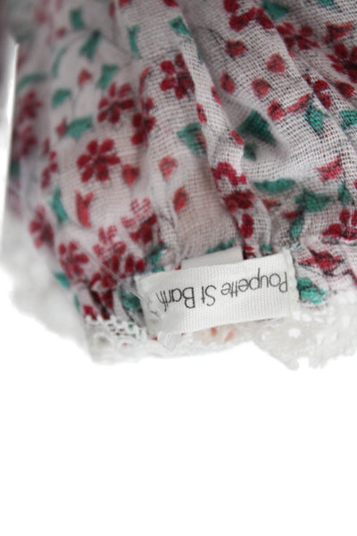 Poupette St. Barth Womens Cotton Floral Lace Trim Crop Top White Size S