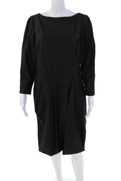 Piazza Sempione Womens Long Sleeves Mid Calf Dress Gray Wool Size EUR 48