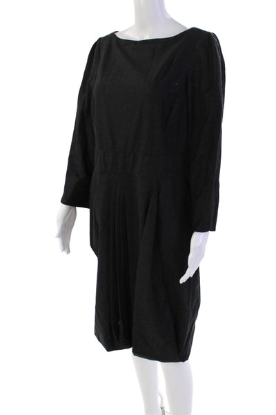 Piazza Sempione Womens Long Sleeves Mid Calf Dress Gray Wool Size EUR 48