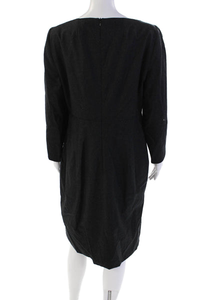 Piazza Sempione Womens Long Sleeves Mid Calf Dress Gray Wool Size EUR 48