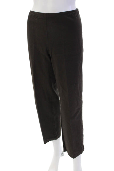 Eileen Fisher Womens High Rise Pull On Pants Chocolate Brown Size Petite Large